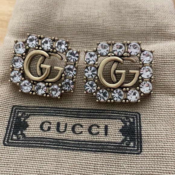 Gucci Crystal embellished GG Logo Stud Earrings - Picture 1 of 6